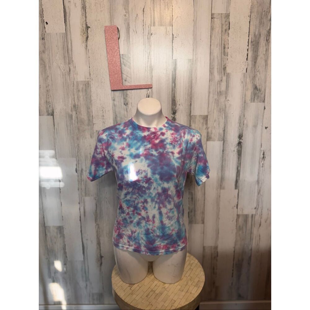 Gildan Tie Dye T Shirt Blue Pink Purple Cotton Tee Size Large